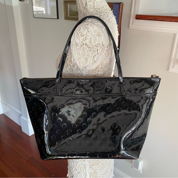 KATE SPADE ♠️ Camelia Street Sophie Black Embossed Patent Leather Tote - Picture 5 of 9